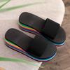 Slippers women's flip-flops women's summer rainbow thick-bottomed sandals high heels color outerwear casual beach