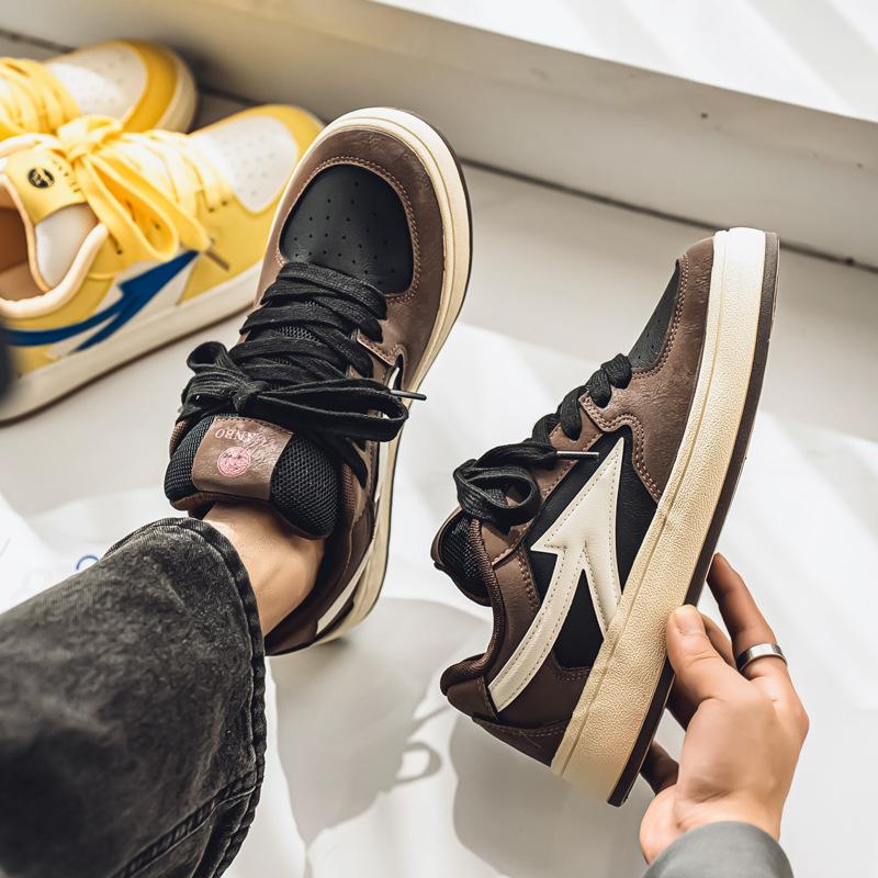 

2025 осень и зима новые черные и коричневые мужские туфли для скейтбординга Maillard универсальные мужские туфли в стиле ретро модные туфли на платформе кроссовки 39 черный коричневый