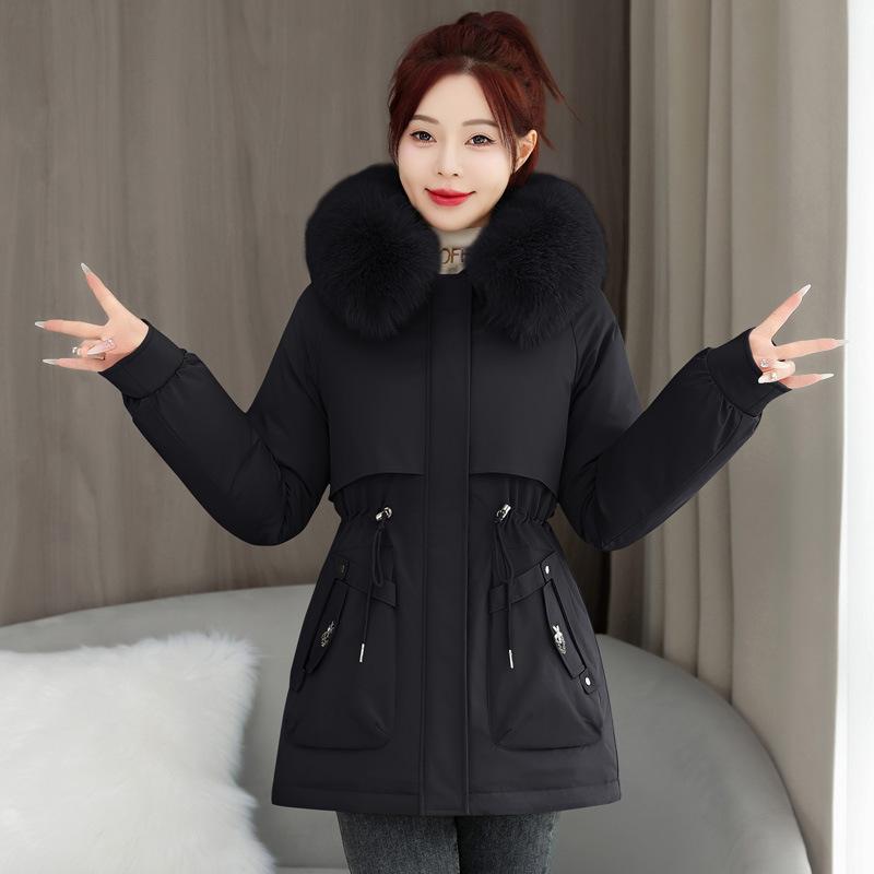 

Бархатный зимний новый пирог преодолевает стеганую одежду женская короткая стеганая одежда модное свободное пальто стеганая куртка M чёрный