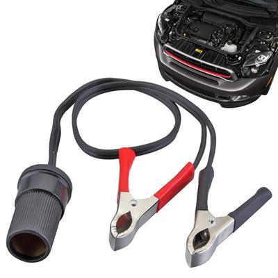 Car Adapter Plug Socket Car Battery Crocodile Clips 12V/24V 30A Car Lighter Socket Extension Cord with Safe Adapter