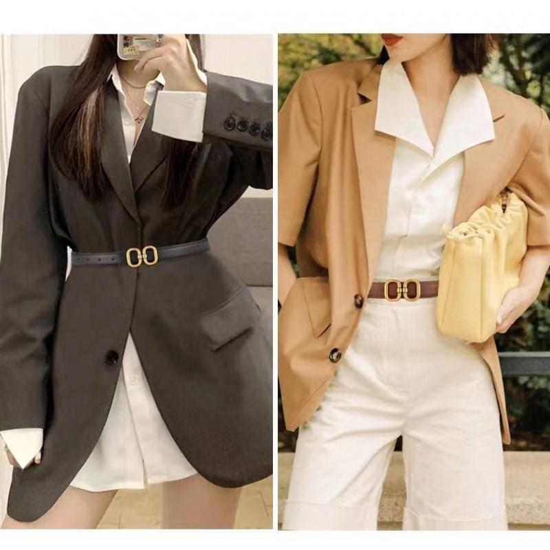 Womens PU Leather Belt With Smooth Buckle Minimalist Casual Waistband Jeans Office Everyday Wear Black Brown