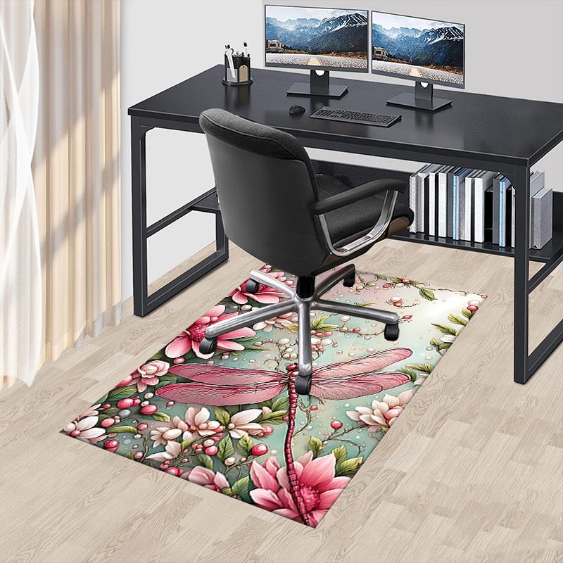 1PC Dragonfly, Flowers Carpet Ultra Soft, Thick & Absorbent, Non Slip Machine Washable Mat for Entryway