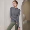 Women's Stretch Fleece-lined Sports Jacket with Stand Collar - Long Sleeve Yoga Top for Running & Fitness, Spring Style