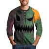 Men's Halloween Printed  Collar Three-Quarter Sleeve