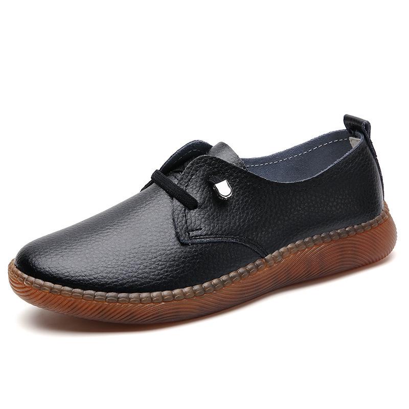 Women's Genuine Leather Slip-On Shoes - Autumn Soft Sole, Non-slip, Casual White Flats