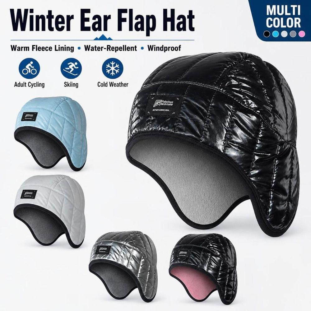 Water Repellent Winter Ear Flap Hat Windproof Quilted Winter Cap New Cold Weather Hat Skiing