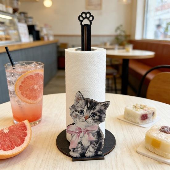Yousheng Paper Towel Holder, Animal Shapes Paper Towel Dispenser with 2D Printing, Anti-Slip Base Universal Size Paper Towel Holder for Kitchen Paper
