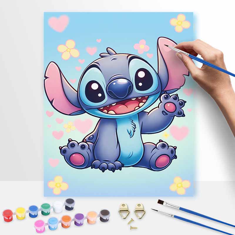 Disney digital oil painting Stitch portrait art handmade diy home decorations 20x30cm