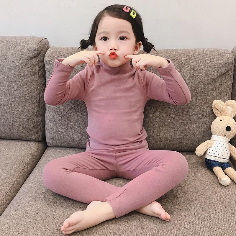 Kids Thermal Pajama Set Long Sleeve Cotton Fleece-Lined Sleepwear Boys Girls Winter A-Class Safety