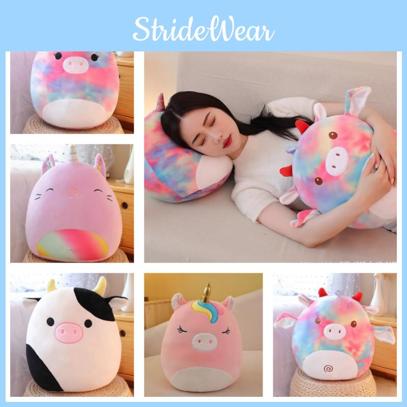 Weiches Plüsch Regenbogen Einhorn und Tie-Dye Schwein Kissen Kissen Cartoon Tier Kuscheltier für Mädchen 35cm