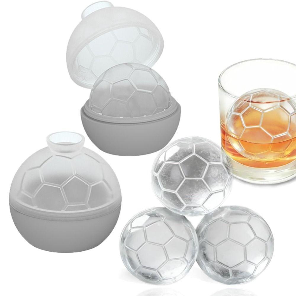 2PCS Dust Cover Soccer Ice Cube Mold Silicone Ice Ball Maker Safe Football Ice Tray  Sport Party