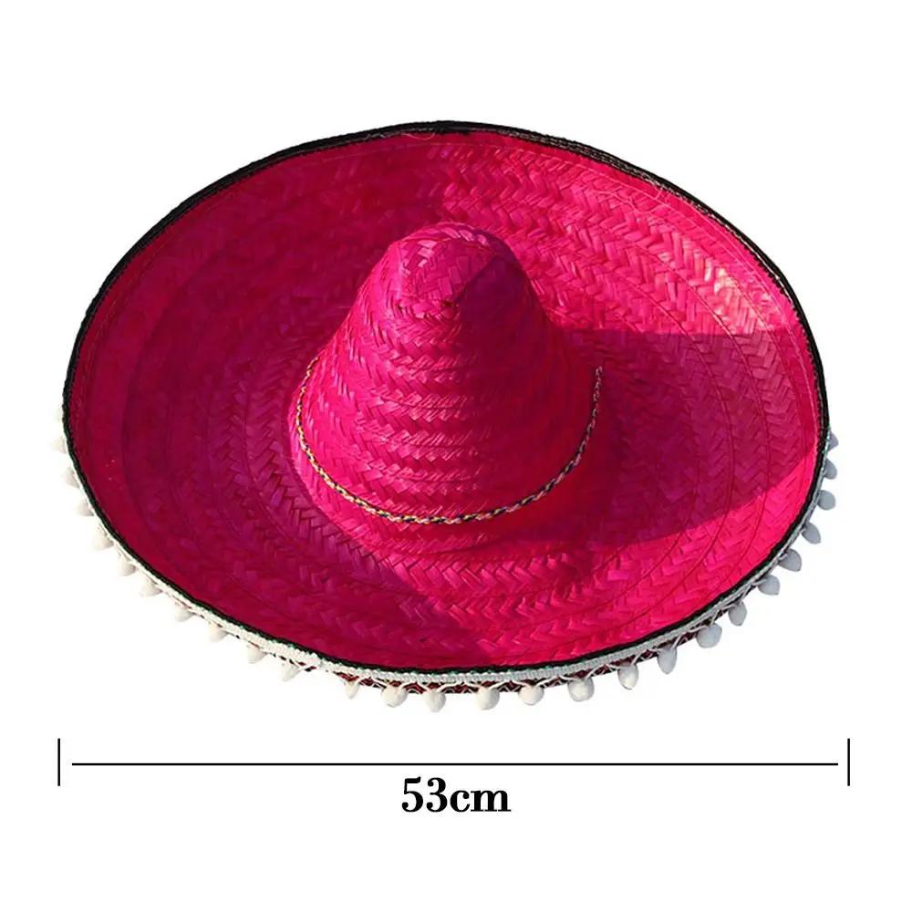 2025 Mexican Pompom Hat Hawaiian Style Straw Hat Halloween Cosplay Hat Wedding Costume Show Straw Wear Party Holiday Decorations