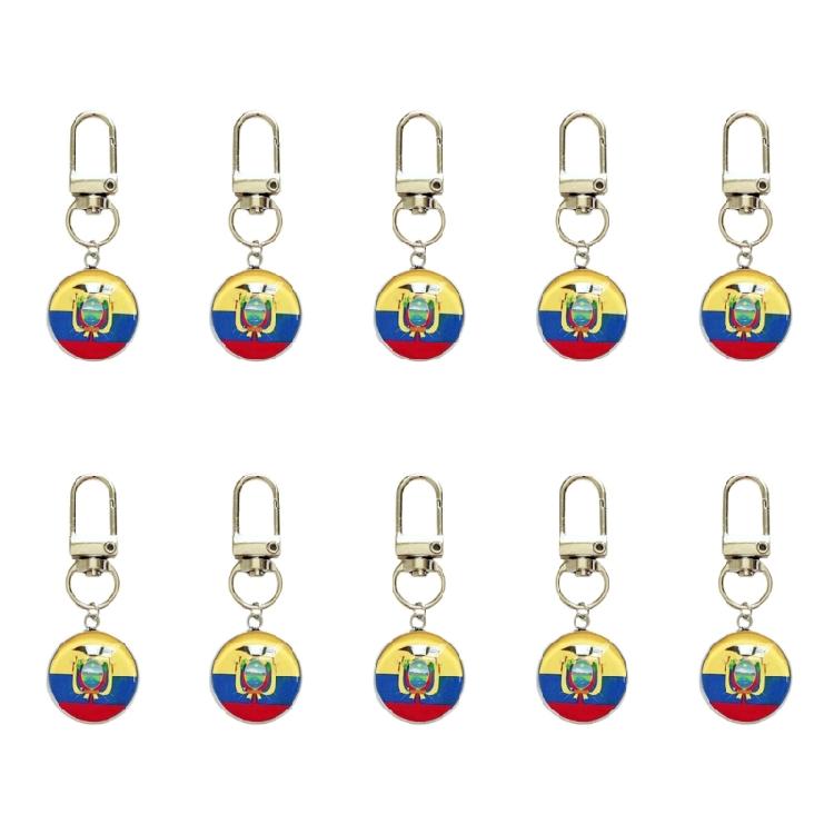 10PCS/Lot Trend Football Keychains Feature Bright Country Flags Rustproof Alloy And Glass Backpacks Decoration