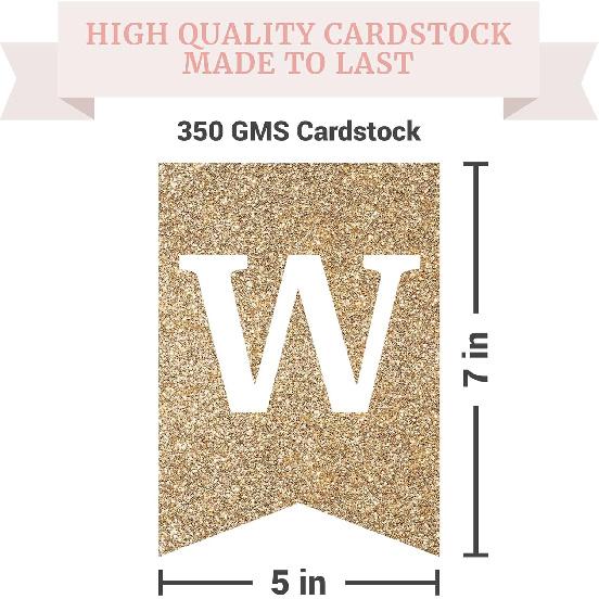 Pre-strung Welcome Banner - No DIY - Gold Glitter Welcome Banner - Pre-strung On 6 Ft Strand - Classroom, Office, Front Door, Baby & Bridal Showers