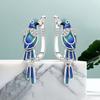 925 Silver Blue Green Parrot Drop Earrings Women Earrings Charm Fashion Versatile Party Jewelry Gifts