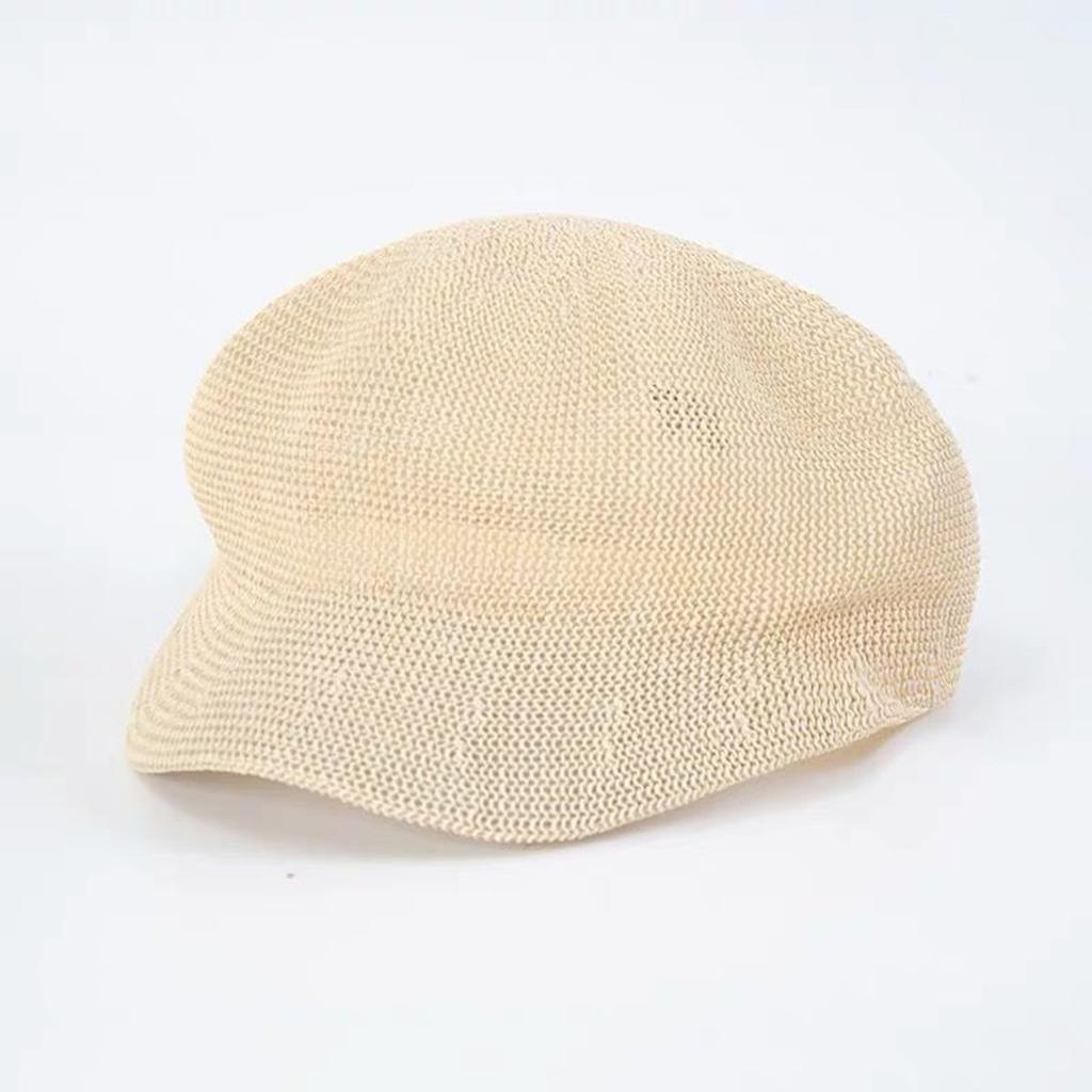 Retro Beret Caps For Women Solid Color Breathable Mesh Design Sun Protection Uv Block Spring Summer Linen Girls Adjustable Daily