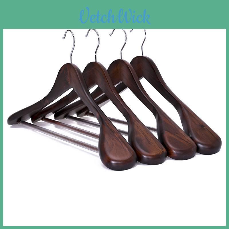 Wooden Clothes Hangers Set With Thickened Nonslip Design For Hotel And Closet Storage