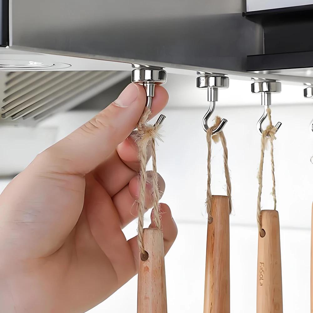 10 Stück Neodym-Magnethaken zur Wandmontage, extra starker Cruise-Haken, starke Magnethaken aus Metall für den Innen- und Außenbereich, Kühlschrank, Küche