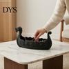 Desktop Jewelry Storage Bowl Resin Dragon Boat Case, Decorative Space Saving Key Holder Organizer, Matte Finish Sculpture for Entryway Home