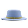 Hat Women's Woolen Top Hat Autumn and Winter Solid Color Retro Gentleman British Style Flat Top Belt Accessories Felt Hat