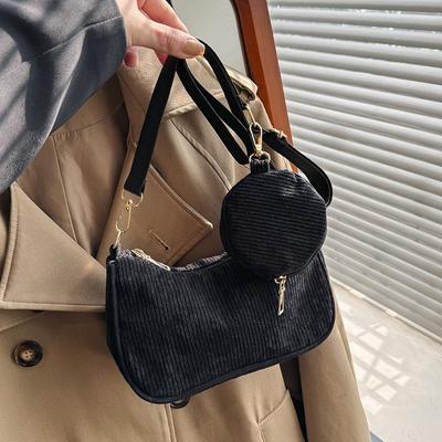 Women's Bag Corduroy New Shoulder Bag Fashion Underarm Bag Two-piece Set Child and Mother Bag