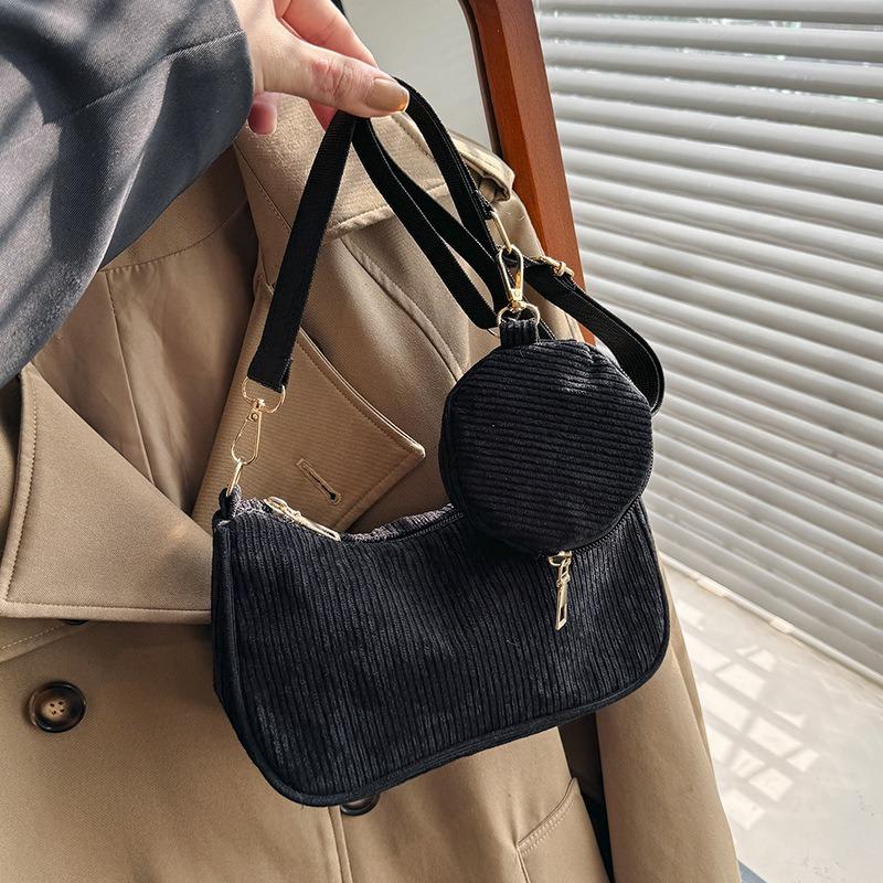 Women's bag corduroy new shoulder bag fashion underarm bag two-piece set child and mother bag