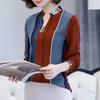 Spring Fashion Long Sleeve Women Blouses Elegant Printing Striped V-neck Casual Shirts for Women Fashion Thin Slim Office Lady Shirt Tops 875B