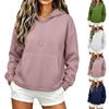 Women's Casual Color Hooded Sweatshirt with Pockets Long Sleeve Pullover