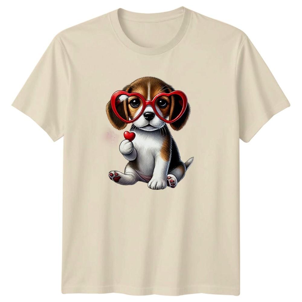 Beagle Puppy Heart Glasses Valentines Day Unisexs TShirt Unisexs Tee Graphic Top