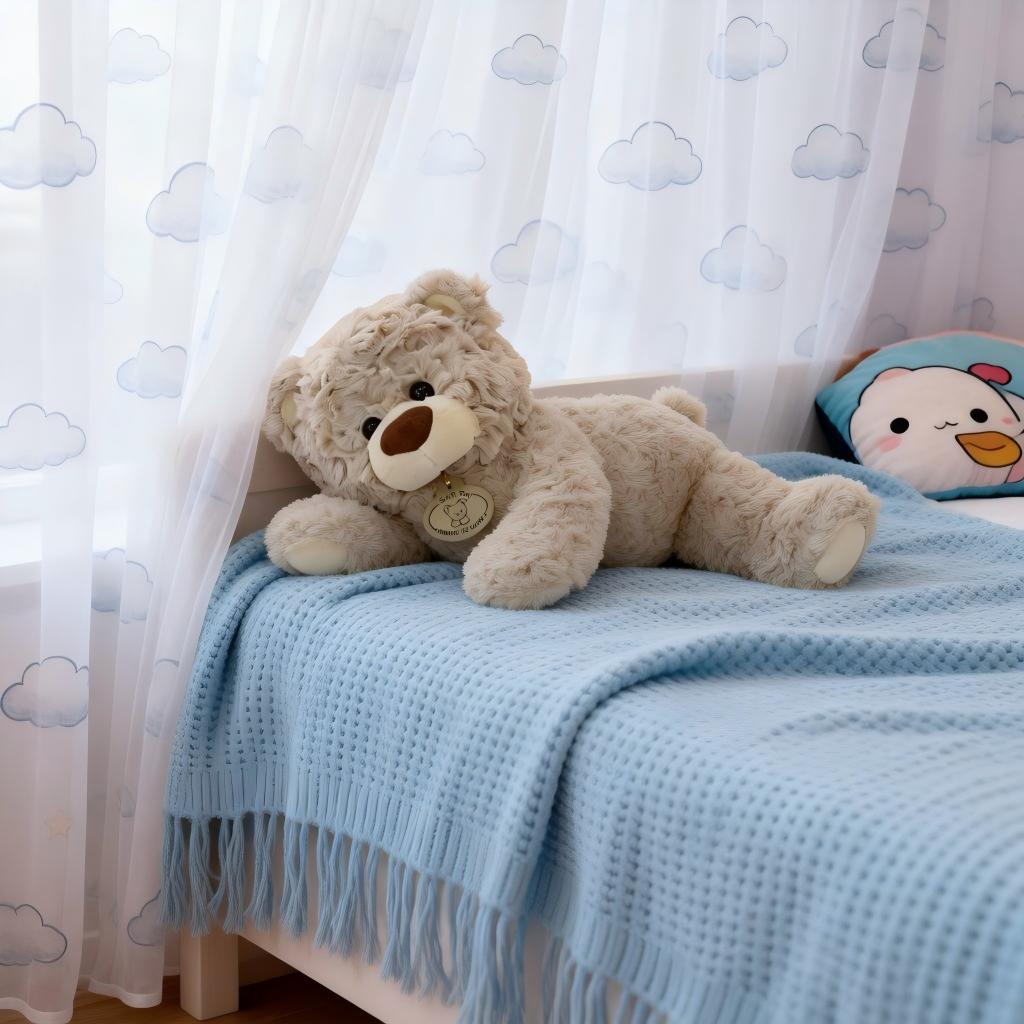 Cute Teddy Bear Plush Toy, Soft Stuffed Animal Doll for Kids Girls, Huggable Fluffy Gift Valentine Birthday, Nursery Home Decor