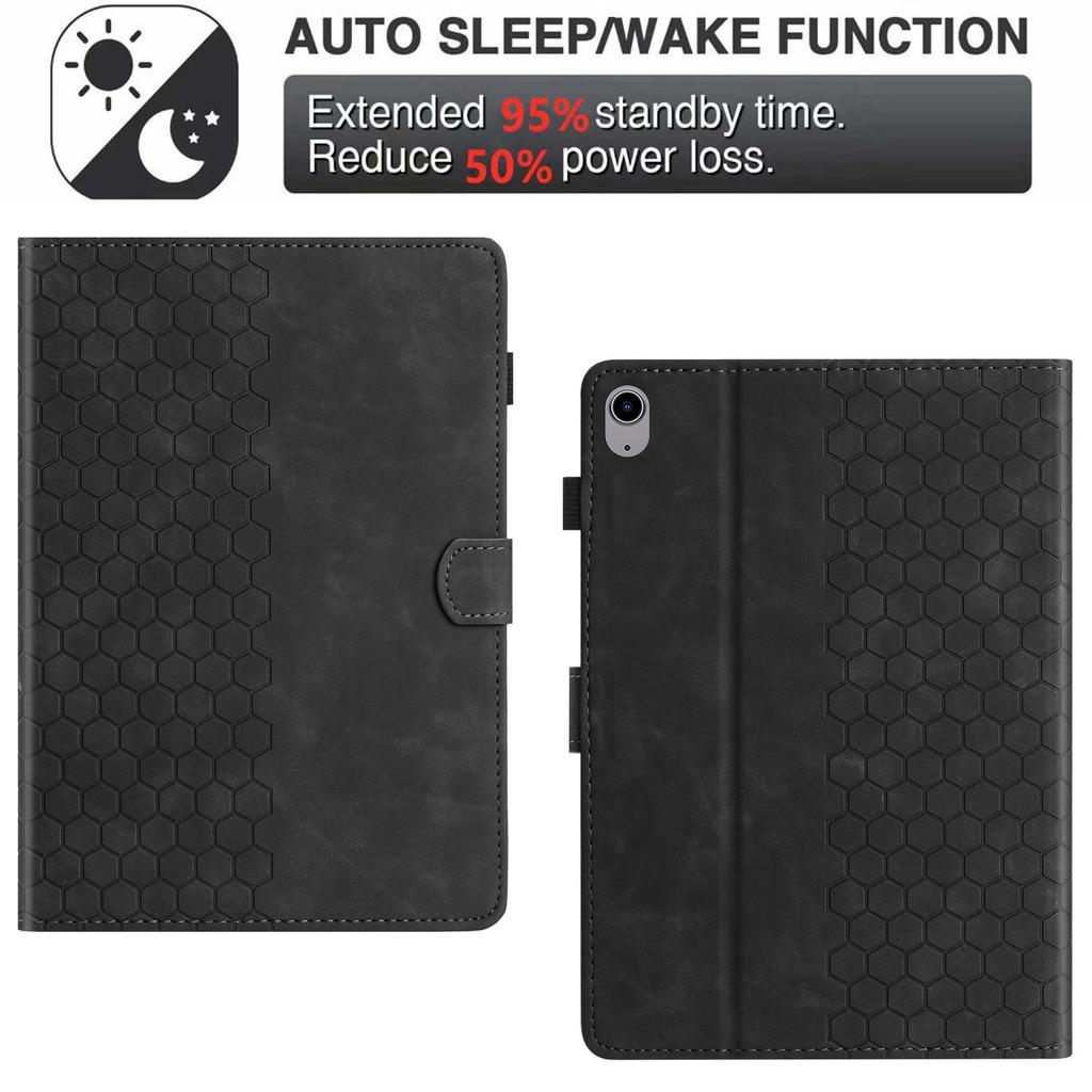 For Lenovo Tab P11 Case Honeycomb Printed Leather Tablet Cover with Card Slot