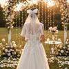 Flowing Girls Head Gauze Polyester Bridal Tulle Portable Bow Veil Hair Hoop  Photo Props