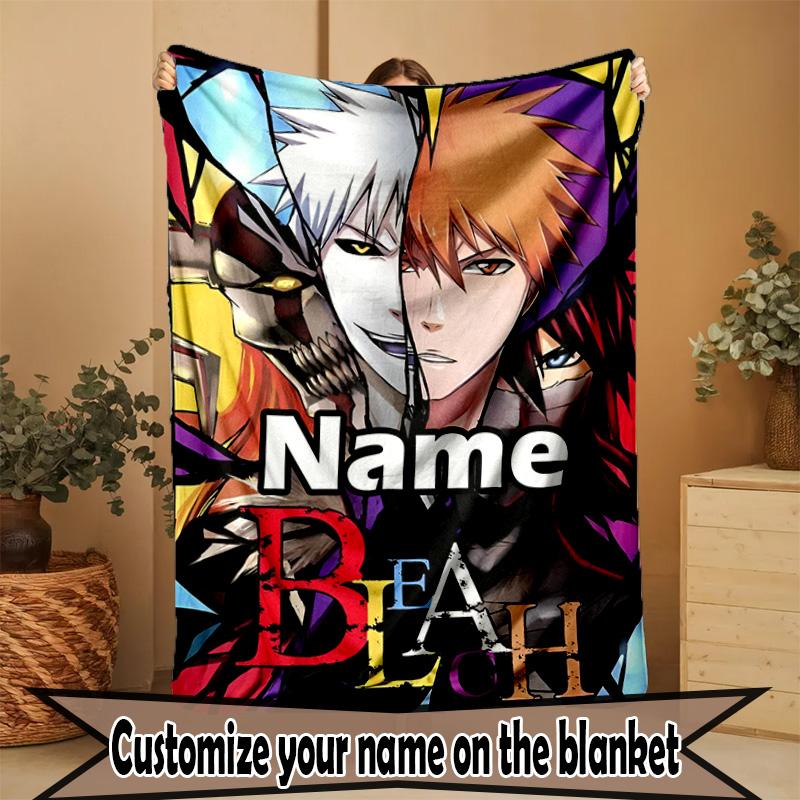 Custom Name Personalized BLEACH Print Blanket, Home Decor, Bedroom, Sofa, Camping, Couch, Gifts for Birthday ChristmasEnthusiasts