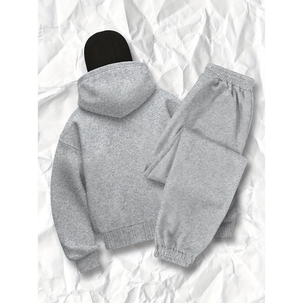 Hooded Zip-Up Sweatshirt and Jogger Set | Double-Neck Design with Dragon Emblem, Elastic Waistband, and Drawstring Pants Comfortable Clothing
