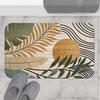 Boho Tropical Sun Palm Leaf Door Mat Modern Botanical Abstract  Absorbent Floor Carpet Soft Non-Slip Decor Entryway Rug