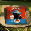 Cartoon Cat Cushion Cover Soft Reversible Durable Pillow Cover MultiScene Use for Home Car Daily Comfort