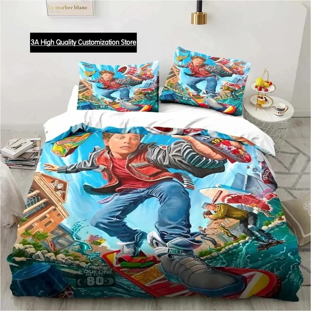 Návrat do budoucnosti Klasický film Retro povlečení Postel Třídílná sada Jednolůžko Dvojlůžko Velikost Queen King Povlak na přikrývku Dárek pro chlapce