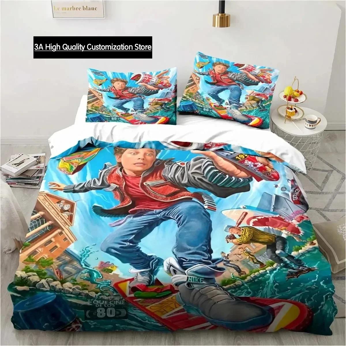 

Назад в будущее Классический фильм Ретро комплект постельного белья Кровать из трех предметов Односпальная двуспальная кровать Queen Size King пододеяльник Подарок для мальчика EU Single(135*200cm)3pcs