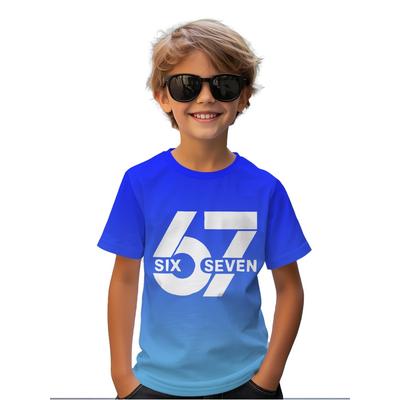 67 Nummernaufdruck Kinder T-Shirt Farbverlauf 3D Digital Kurzarm Jungen T-Shirts Oberteil Sommer Lässig Sport Täglich Mädchen Kleidung