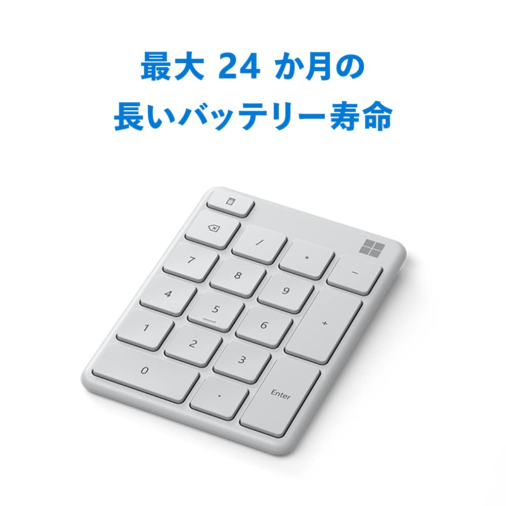 Microsoft Number Pad Wireless Slim Numeric Keypad with Customizable Supports 3 Bluetooth Compatible with Windows Surface 23O-00018 Keys, Devices,