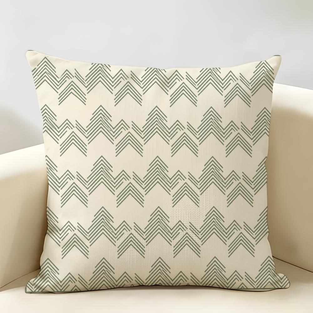 Minimal Arrow Chevron Line Art Cushion Cover Durable Hypoallergenic Organic Linen Short Pillow Cover Washable