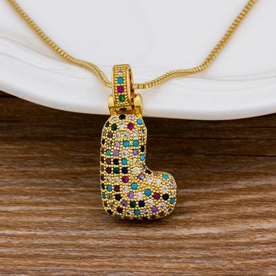 Nidin Fashion Luxury 26 Letters Copper Zircon Pendant Necklace for Women Rainbow Initials Name Necklace Wedding Party Jewelry