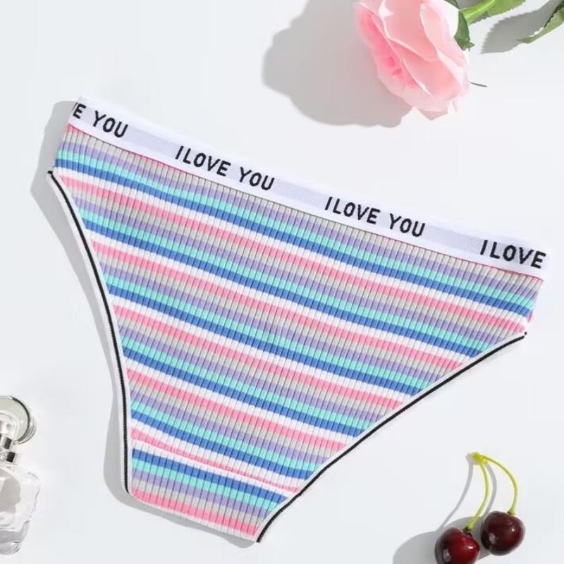 Comfortable Panty for Woman Colorful Stripes Cotton Underwear Sexy Breathable Briefs Girl Brazilian Underpants