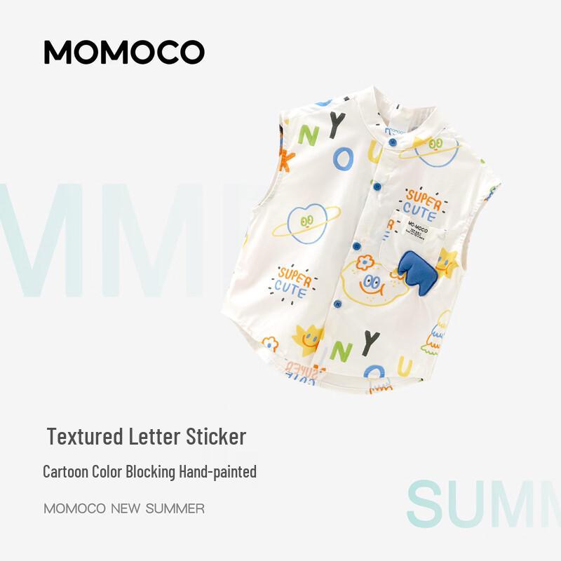 MOMOCO Boys' Summer Short-Sleeve Shirt with Fun Vest Design