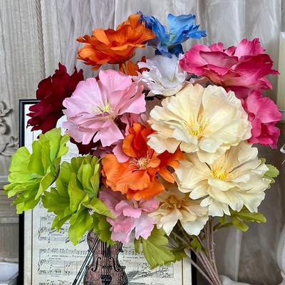 Long Stem Artificial Simulation Flowers 3 Heads Lifelike Flowers  Wedding Ornament