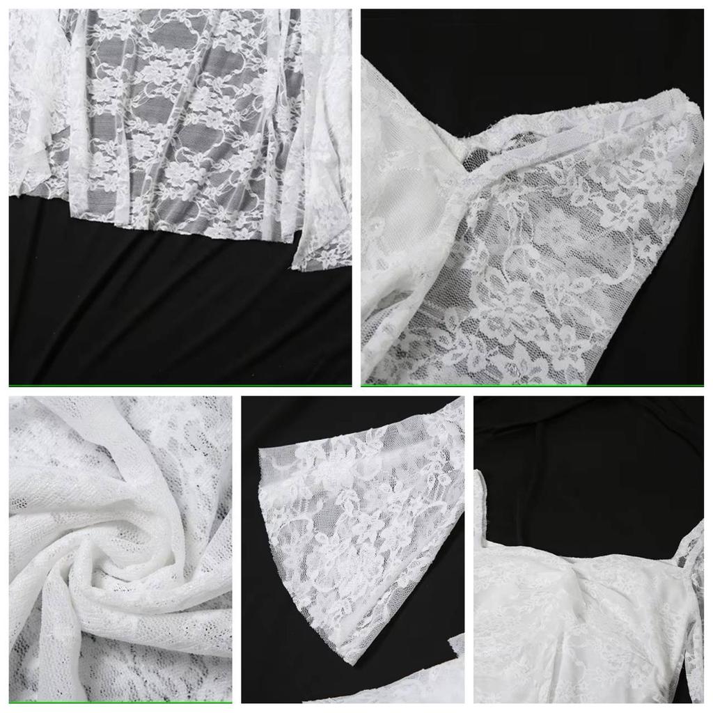 Gotické gotické šaty s dlouhým rukávem a čtvercovým výstřihem do V, sladké dámské šaty s nepravidelným dlouhým lemem a krajkou