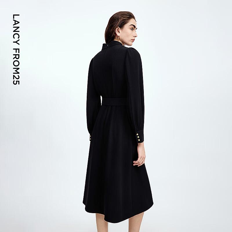 Langzi Elegant Retro A-Line Stand Collar Dress