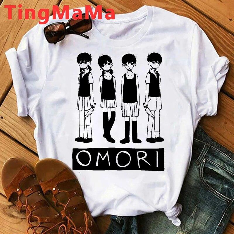 Omori Yaz Üst Giyim Unisex Baskı Estetik Sokak Giyimi Ulzzang Tişört Tumblr Omori Tişört Erkek Unisex