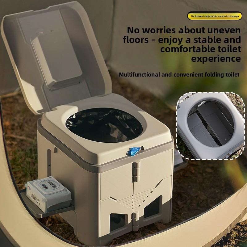 New Folding Toilet, Car-mounted Emergency Camping Toilet Stool, Adult Portable Odor-proof Outdoor Mobile Toilet
