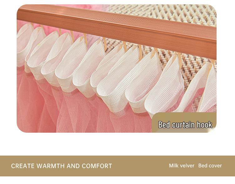 Double-layer Embroidered Lace Floor-length U-shaped Mosquito Net with Track System